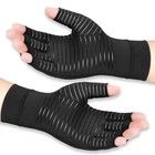Copper Compression Gloves Anti Arthritis Fingerless Hand Support Pain Relief UK
