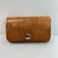 VTG Longhorn Leather Belt Pouch Holster Snap Case Brown Western Vintage Cowboy