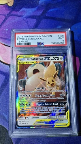 Pokémon - Eevee & Snorlax GX 120/181 S&M Team Up PSA 9