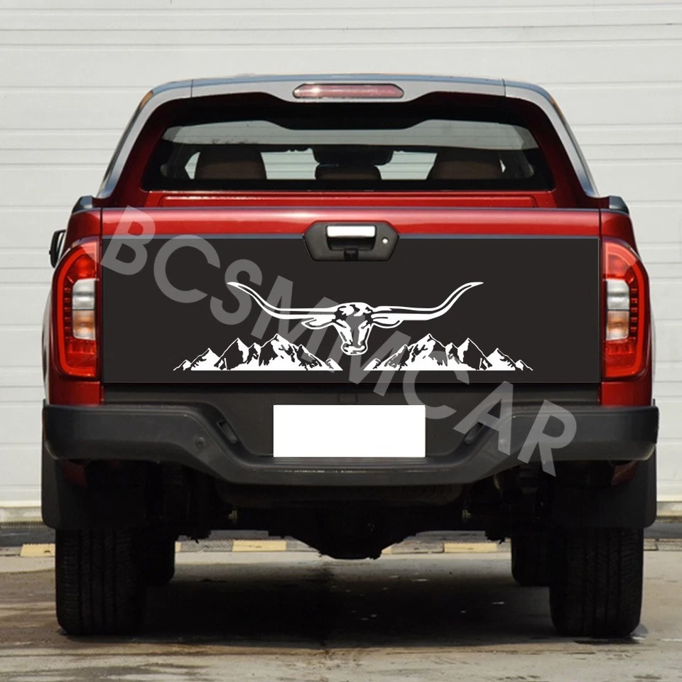 Car Rear Window Trunk Decal Decor Cattle Head Mountain Graphic Vinyl Stickers - Image 3 of 4