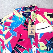 Chubbies The Jungle Party Shirt Mens M Poplin Pink Floral Tropical Button Up NWT