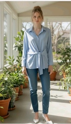 Luxury French Brand Aurellennes Light Blue Blouse For Women Size Xs/sm