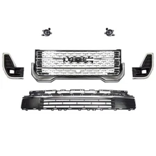 Front Bumper Grille Assembly For 2020-2023 GMC Acadia Denali w/ Fog Light Upper