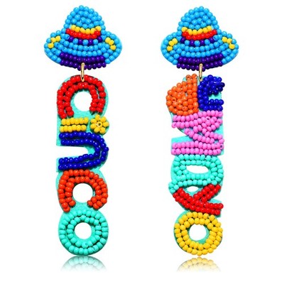 Mexican Earrings for Women, Beaded Fiesta Earrings Cinco de Mayo Earrings, Handm