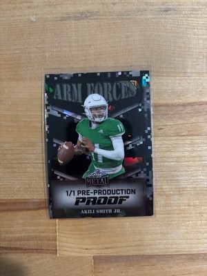 2024 Leaf Metal #NNO Akili Smith Jr Arm Forces Black Pre-Production Proofs #/1