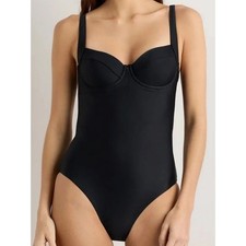 quince italian underwire one-piece bathing suit black, women size small