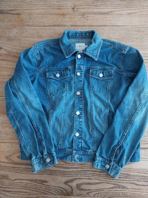 Vtg Calvin Klein Jeans Denim Jacket Womens Sz XL Blue Med Wash Short Trucker