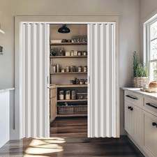 PVC Accordion Door, Interior Folding Closet Door with Handle, Latch,and Hardware