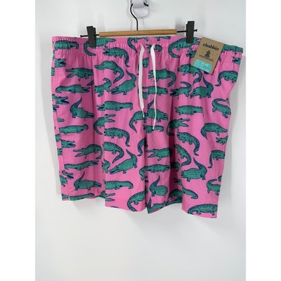 Chubbies Mens Pink Crocodile Print Swim Trunks The Glades  5.5 Inseam Liner XXL