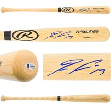 Ronald Acuna Jr. Signed Blonde Rawlings Baseball Bat Atlanta Braves Beckett BAS