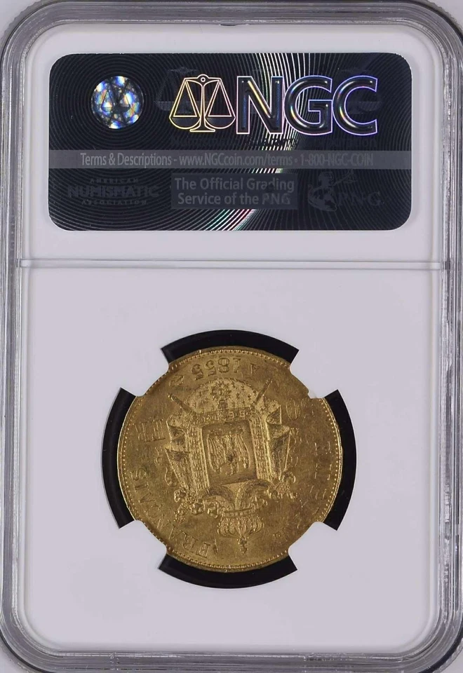 FRANCE , GOLD 50 FRANCS 1855 A NAPOLEON III - NGC MS 61 , RARE3 - Image 2 of 2