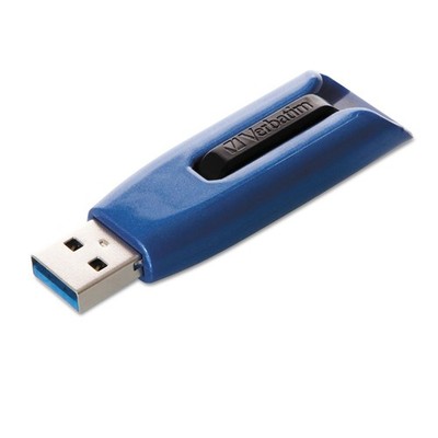 Verbatim 49808 128 GB V3 Max USB 3.0 Flash Drive - Blue New