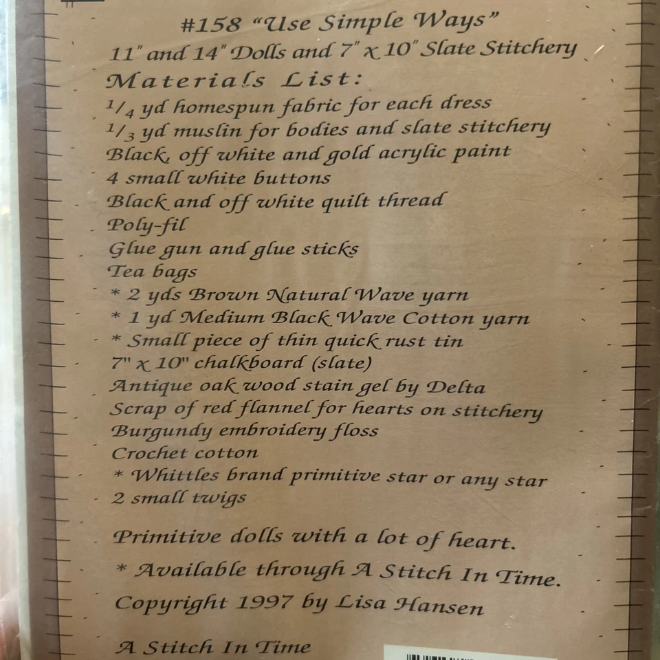 Primitive Folk Art Style Angel Doll Pattern Embroidery “ Simple Ways” Vintage ! - Image 2 of 2