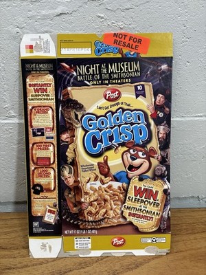 Golden Crisp Cereal Box Night At The Museum 2009 Original Golden Crisp Box