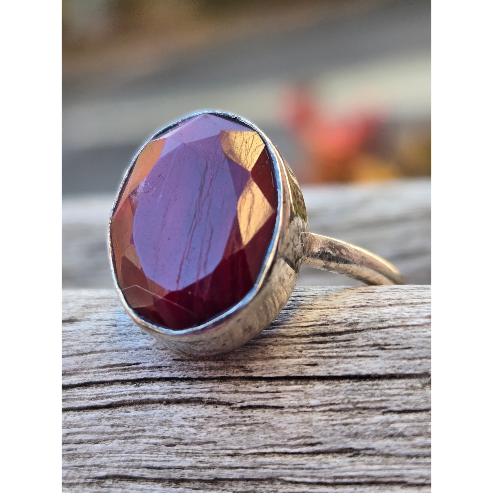 Modernist Natural Red Ruby Gemstone Ring 925 Ster… - image 2
