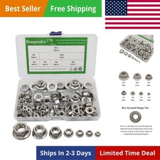 170Pcs M3 M4 M5 M6 M8 M10 M12 304 Stainless Steel Hex Flange Nuts Assortment Kit