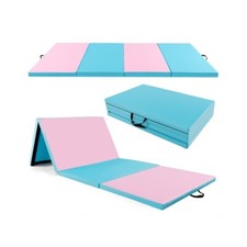 4 Panel PU Leather Folding Fitness Exercise Thick Mat Home Gym Carrying Handle