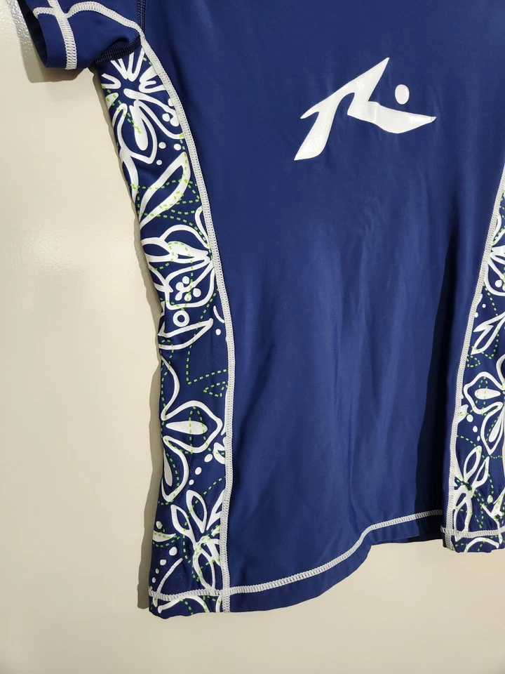 Camisa Rusty Rash Damas Talla S Azul Manga Corta Chaleco Natación Top Sol Inteligente Logo Foto 2 de 3
