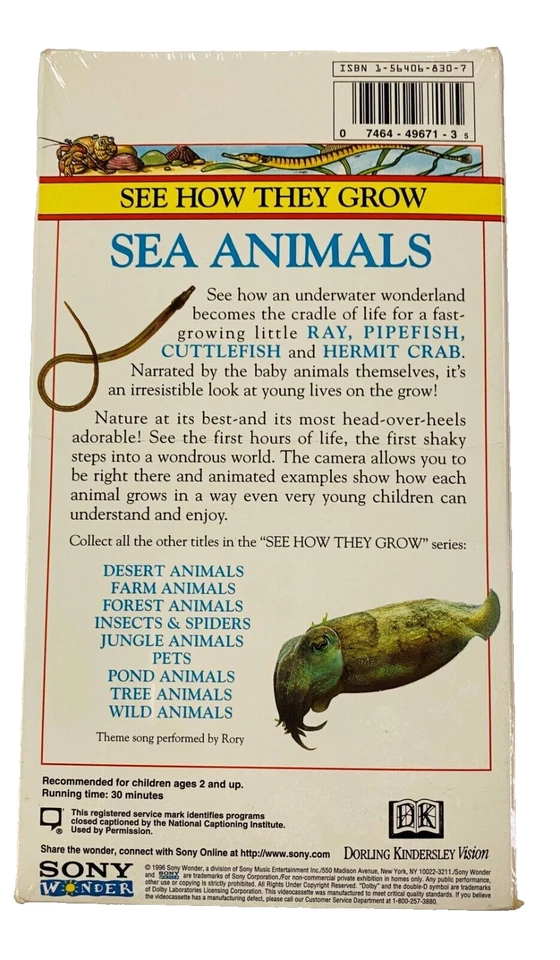 See How They Grow Sea Animals - VHS (1996) NEW SEALED - Image 2 of 4