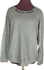 jcp Women's Sweatshirt Gray Beaded Size L Retail $44