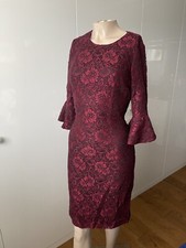 COAST ALLUREA MERLOT LACE BELL SLEEVE OPEN BACK PENCIL MIDI DRESS 12 £119 BNWT