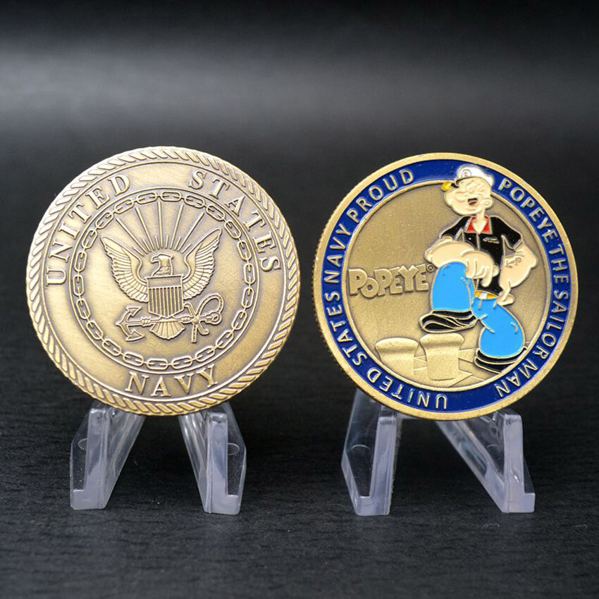 Moneda Desafío Popeye The Sailor Man Metal Marina de los Estados Unidos Orgullosa Colección Conmemorativa
