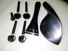 1 Set Quality Black Ebony Violin Parts 4/4 with Bone Collar Peg Tail Piece