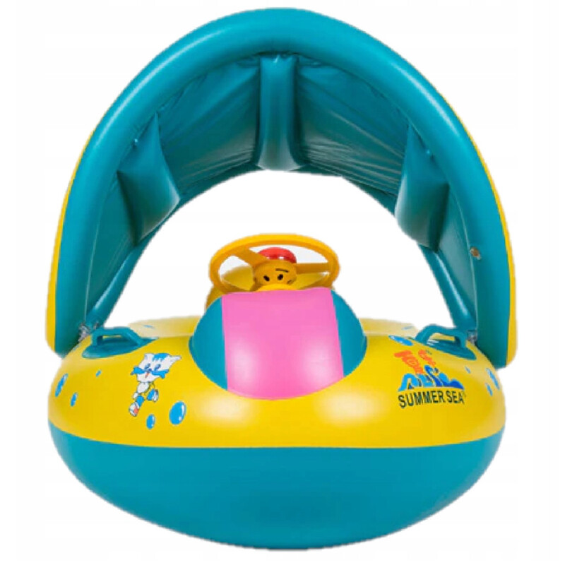 Kids Inflatable Boat Ring Infant Baby Swimming Float Seat Sunshade Swim