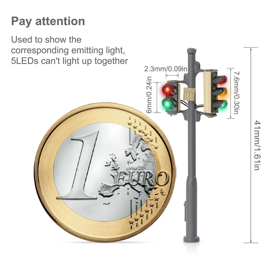 Evemodel 2pcs N Scale Right-hand Traffic Lights Red Yellow Green Block Signals - Image 4 of 4
