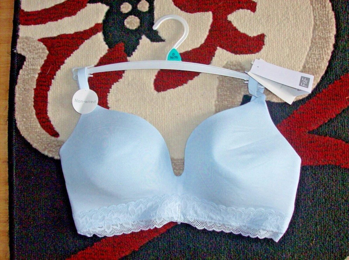 Tesco F&F Ladies Light Blue Non Wired Viscose T-Shirt Bra UK Size