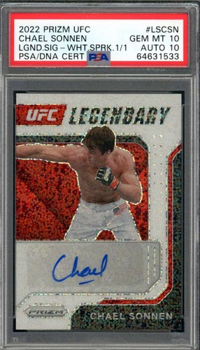 Chael Sonnen Card 2022 Prizm UFC Signature White Sparkle (1/1) #Lscsn PSA 10