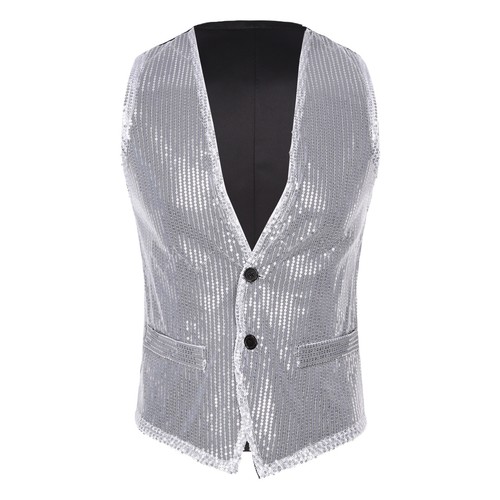 Women's Sparkle Sequins Waistcoat Open Front Jacket Sleeveless Coat Vest Top - Picture 53 of 97