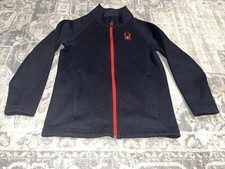 Spyder Boys Black Full Zip Core Fleece Sweater Jacket Youth Sz Small 7-8 