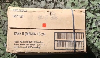 MRE Ready To Eat - Case of 12 Meals B Case. Inspection Test Date 08 ...