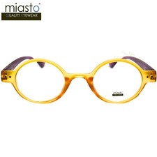  2 PAIRS MIASTO "CIAO" SMALL ROUND OAVL READING GLASSES 3.25 YELLOW/DARK GRAY