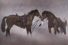 After The Battle by Diana Beach Stamper Western Open Ed. Native American Horses