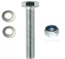 High Tensile Fully Threaded Setscrew Bolt BZP  Grade 8.8 + Nyloc Nut + 2 Washers