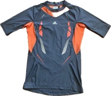 Adidas Women's Active Climacool Undershirt Short Sleeve Large Gray Orange EUC