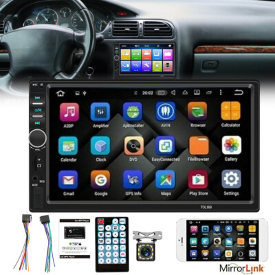 7''Pantalla Radio Con Camara De Reversa Retroceso 2 Din Bluetooth Para Carro Auto