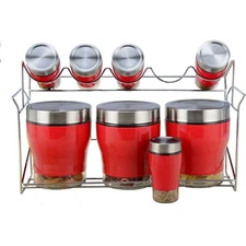 Jumbl 9 Piece Stainless Steel & Glass Spice Holder & Spice Rack Organizer Set