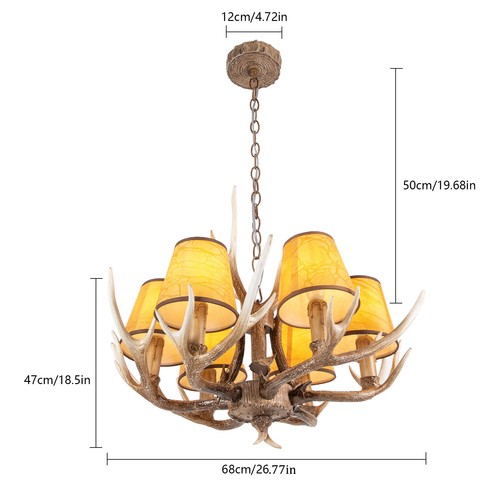 110V LED Vintage Country Antler Chandelier Pendant Lamp Ceiling Mount Fixture - Picture 4 of 23