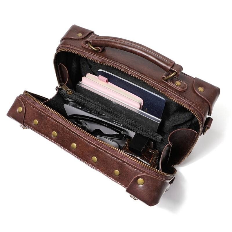 Leather Satchels Purse Steampunk Messengers Bag,Women Handbag Shoulder Bag