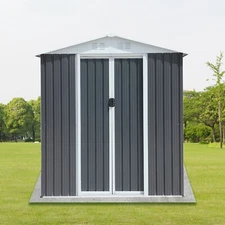 6x4 FT Outdoor Storage Shed Heavy Duty Metal Garden Tool Shed w/Lockable Doors