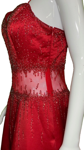 Vintage Jovani Size 10 Red Spaghetti Straps w/ Wrap Formal PROM Dress WORN ONCE - Picture 7 of 15