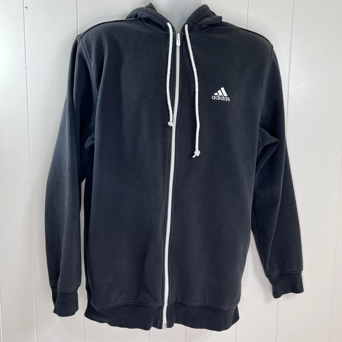 Adidas originals mens classic trefoil full zip hoodie black hot sale