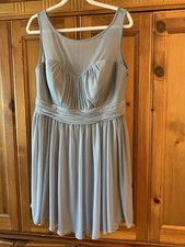 Davids Bridal Grey Bridesmaid Dress Sz 16 Altered To 14 Sheer Fit & Flare EUC