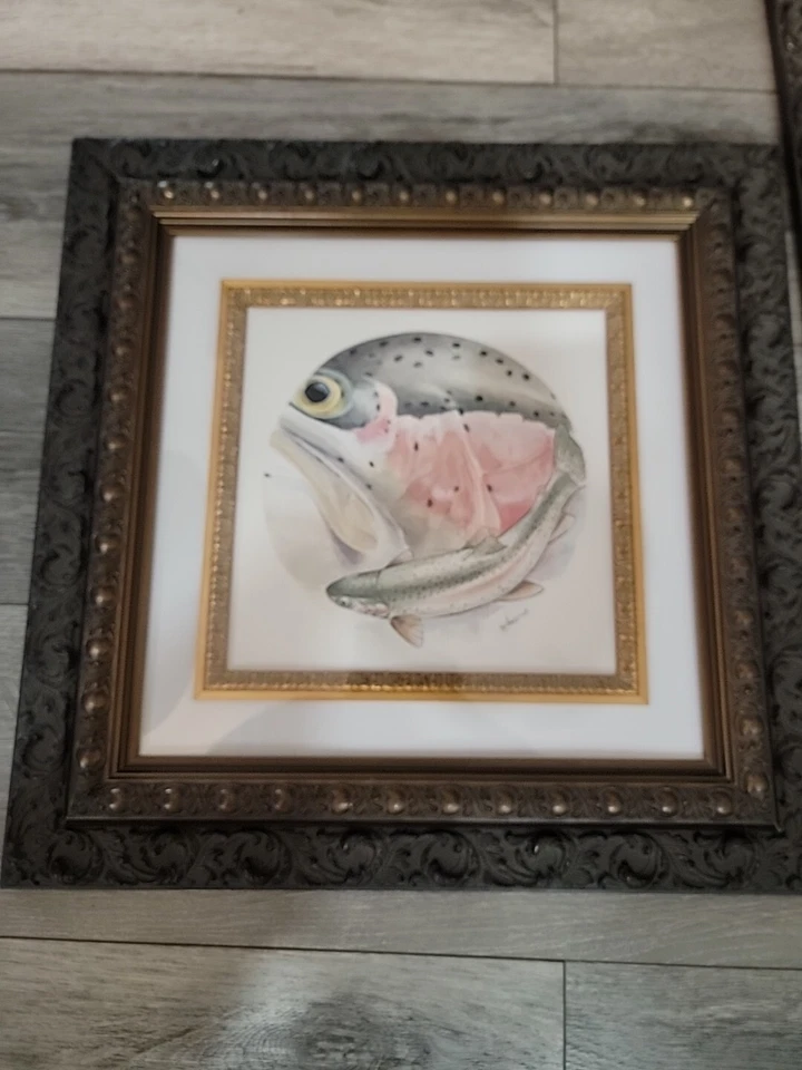 Juego 4 arte acuarela original Charles Jardine hecho para carrete Hardy Perfect 150th Foto 2 de 4