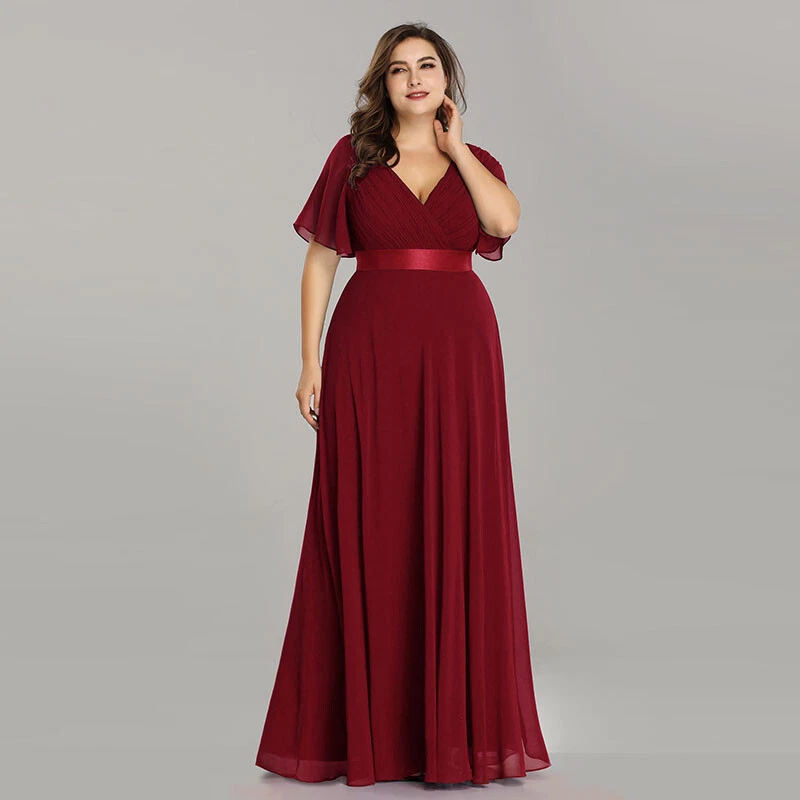 Ever-Pretty Women Evening Gowns Double V-neck Cocktail Party Dress Plus Size