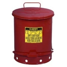 Justrite 09500 OWC Foot Red - 14 gallon oily waste can with lever