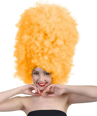 HPO Erwachsene Unisex übergroße lange lockige Jumbo Afro Perücke Kollektion (orange)
